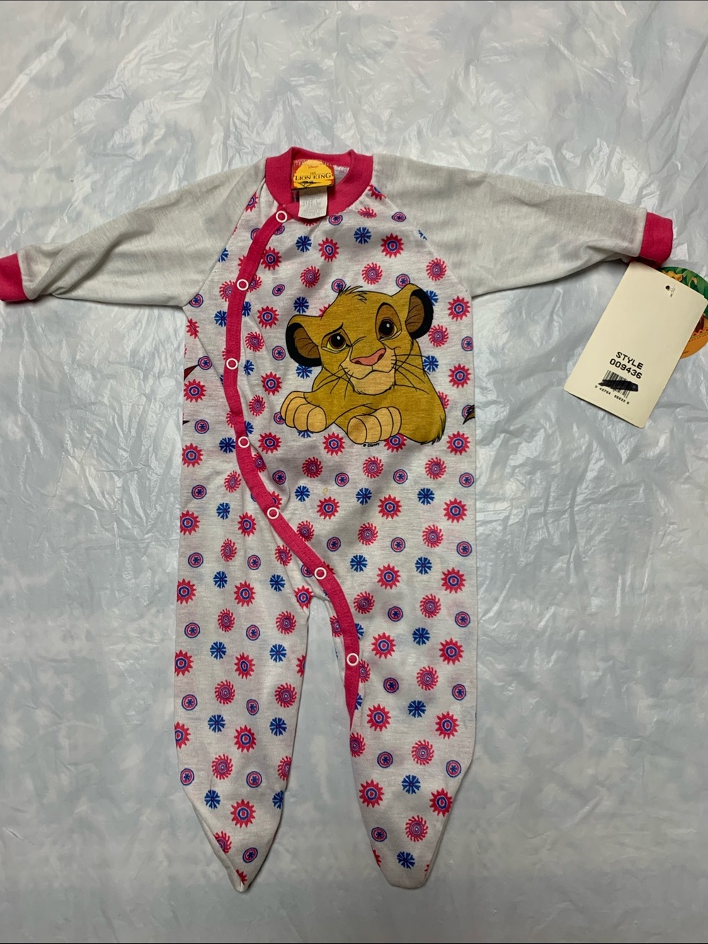 Vintage 90s Disney Lion King Footed Pajamas Simba Deadstock NWT Sz L 19-26 Pnd